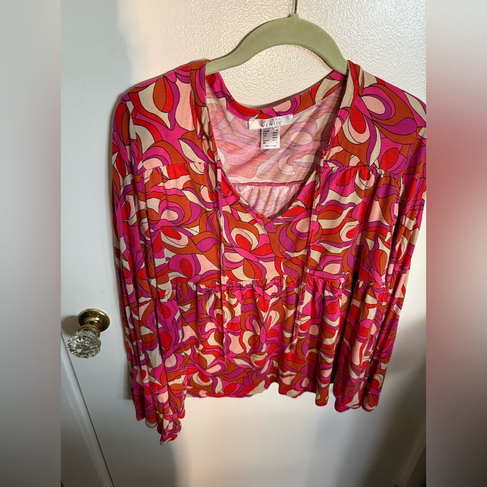 VENUS Women's Vibrant Pink and Orange Blouse